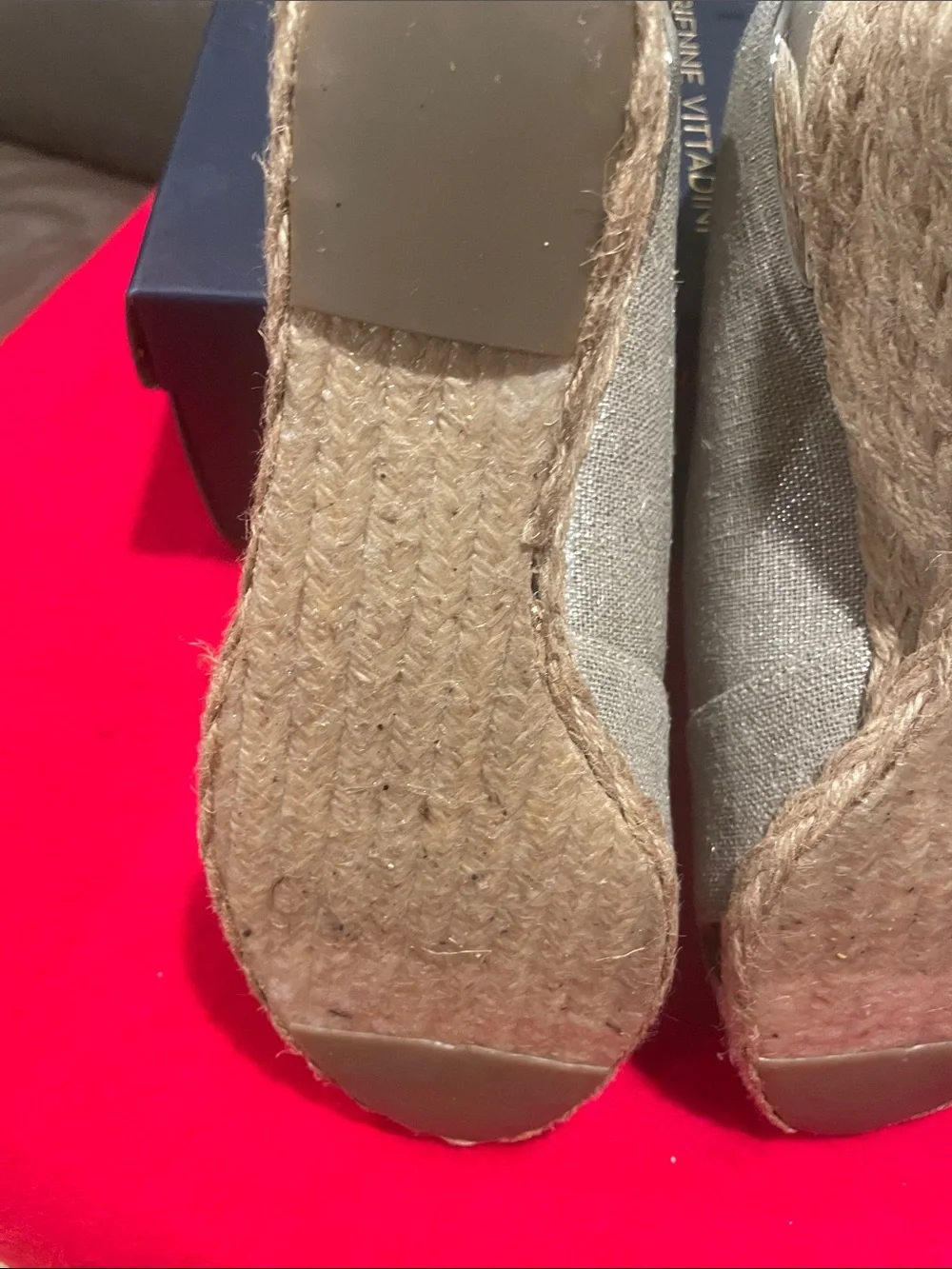 Adrienne Vittadini Beige/Tan Wedge Peep-Toe Espadrilles